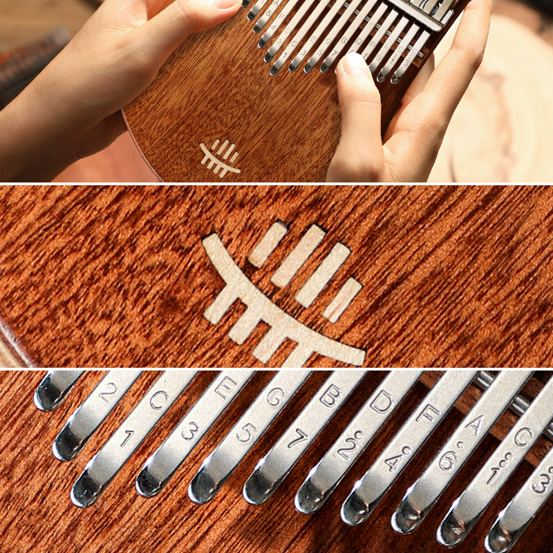 Hluru 17 Keys Sapele C Major Kalimba for Meditation - Fan-Shaped