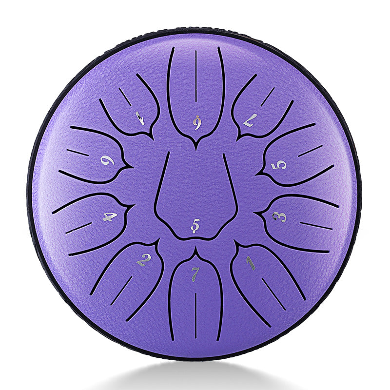 HUASHU Carbon Steel Tongue Drum 6 Inch 11 Notes D5 Major - Vertical Stripe Lotus Tongue Drum