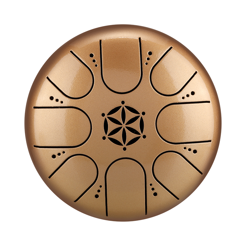 HLURU 304 Stainless Steel Tongue Drum 5 Inch 8 Notes (Flower of Life)