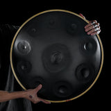 HLURU Nitrid Steel Grey Handpan Drum 22 Zoll 10 Noten D-kurd Percussion Instrument – ​​Level A Gold Edge Professionelle Handpan