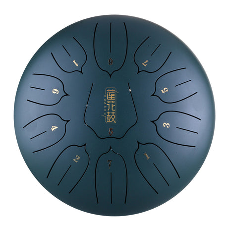 HUASHU Carbon Steel Tongue Drum 12 Inch 11 Notes C Major - Vertical Stripe Lotus Tongue Drum