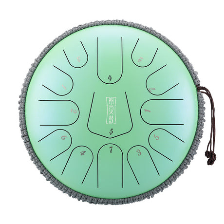 HLURU 304 Stainless Steel Tongue Drum 12 Inch 13 Notes Tank Drum (New Triangle) for Sound Healing