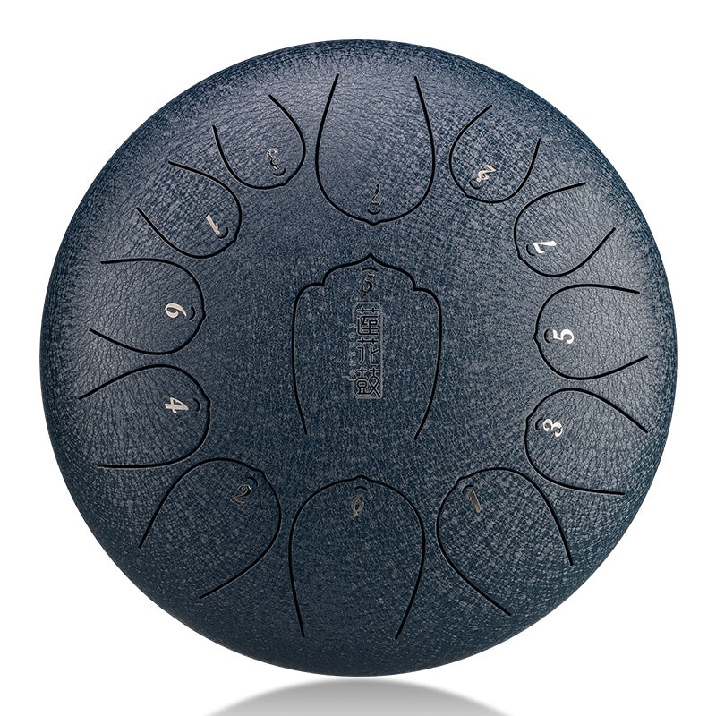 HUASHU Carbon Steel Tongue Drum 12 Inch 13 Notes C Major - Upgrade Lotus tongue Drum