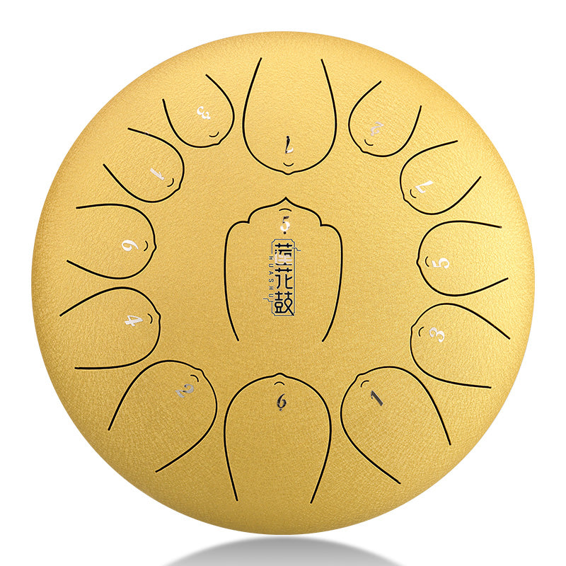 HUASHU Carbon Steel Tongue Drum 12 Inch 13 Notes C Major - Upgrade Lotus tongue Drum