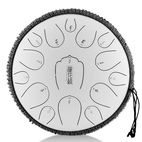 HUASHU Carbon Steel Tongue Drum 13 Inch 15 Notes D Major for Family Entertainment - Upgrade Lotus Tongue Drum