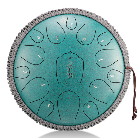 HUASHU Carbon Steel Tongue Drum 13 Inch 15 Notes D Major for Family Entertainment - Upgrade Lotus Tongue Drum