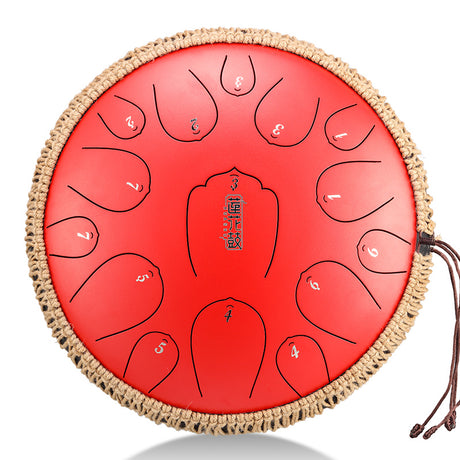 HUASHU Carbon Steel Tongue Drum 13 Inch 15 Notes D Major for Family Entertainment - Upgrade Lotus Tongue Drum