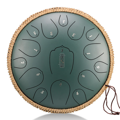 HUASHU Carbon Steel Tongue Drum 13 Inch 15 Notes D Major for Family Entertainment - Upgrade Lotus Tongue Drum