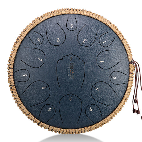 HUASHU Carbon Steel Tongue Drum 13 Inch 15 Notes D Major for Family Entertainment - Upgrade Lotus Tongue Drum