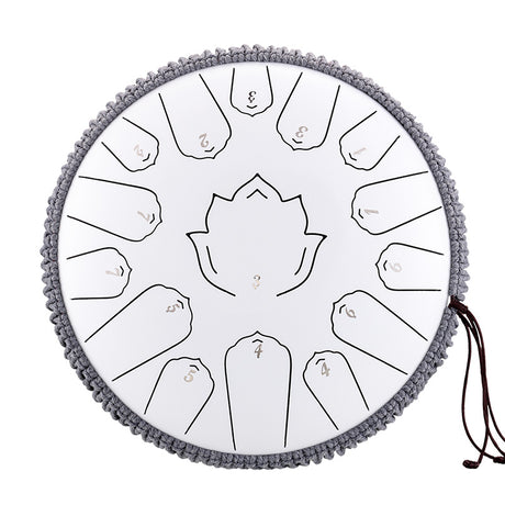 HUASHU Carbon Steel Tongue Drum 13 Inch 15 Notes C Major for Yoga - Lotus Tongue Drum