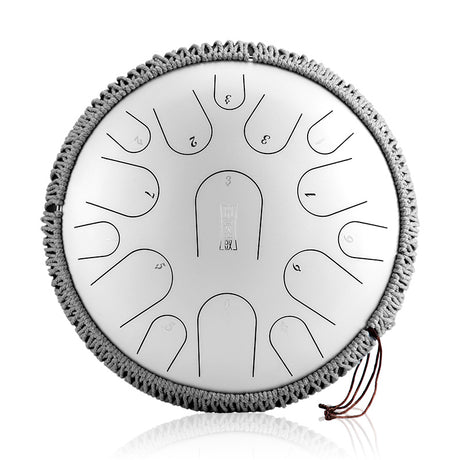 HLURU Microalloyed Titanium Steel Tongue Drum 14 Inch 15 Notes with Pearl Finish for Mindfulness