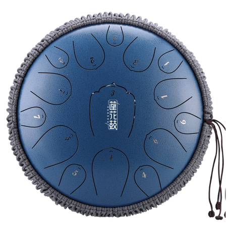 HUASHU Carbon Steel Tongue Drum 13 Inch 15 Notes D Major for Family Entertainment - Upgrade Lotus Tongue Drum