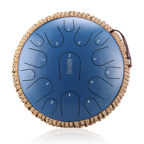 HLURU Microalloyed Steel Tongue Drum 14 Inch 15 Notes with Regular Finish for Meditation