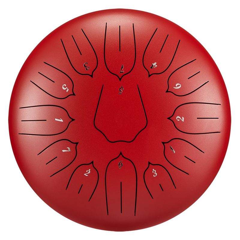Tambor de lengüeta de acero al carbono HUASHU de 12 pulgadas y 13 notas en do mayor, tambor de lengüeta con forma de loto y rayas verticales