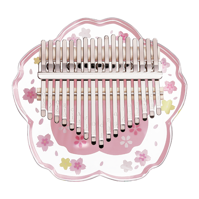 Huashu 17/21 Tasten Acryl C-Dur Kalimba – Transparent Pink Sakura