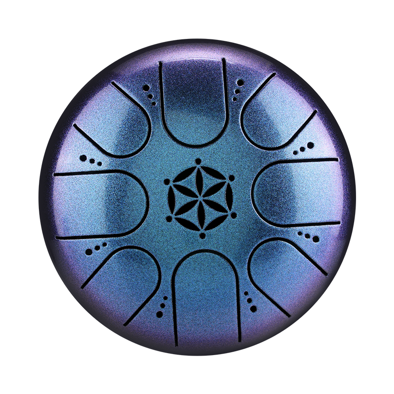 HLURU 304 Stainless Steel Tongue Drum 5 Inch 8 Notes (Flower of Life)