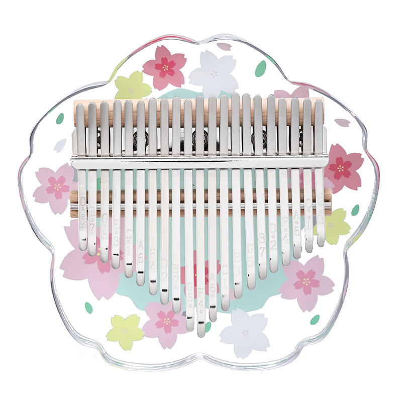 Huashu 17/21 Keys Acrylic C Major Kalimba - Transparent Green Sakura