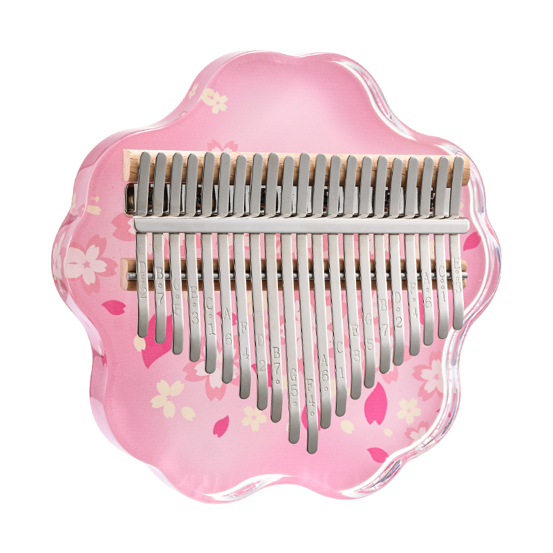 Huashu 17/21 Keys Acrylic C Major Kalimba - Printing Sakura