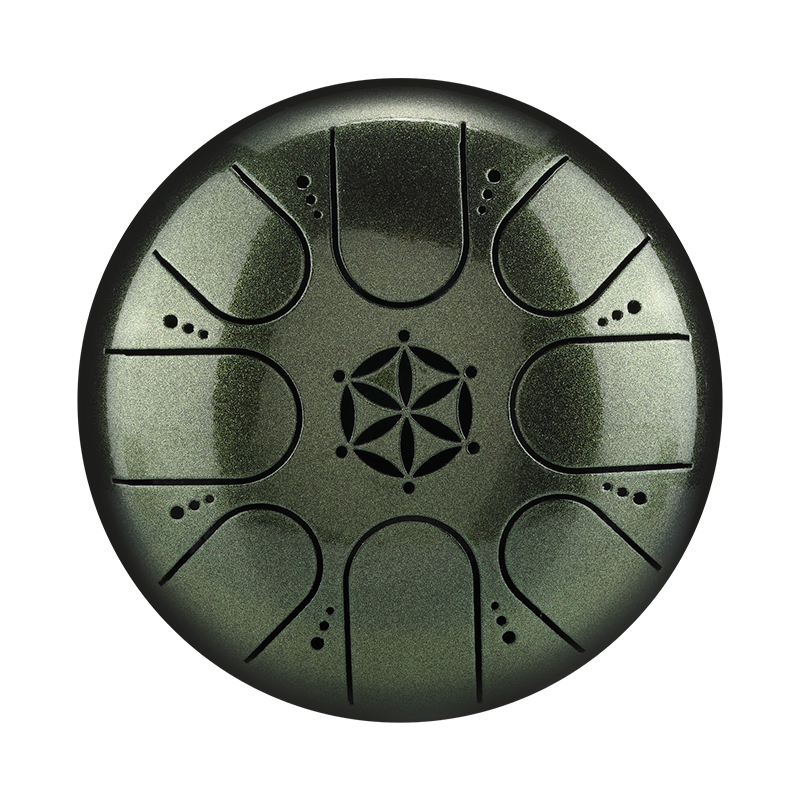 HLURU 304 Stainless Steel Tongue Drum 5 Inch 8 Notes (Flower of Life)