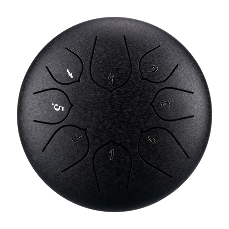 HUASHU Carbon Steel Tongue Drum 6 Inch 8 Notes C5 Major - Upgrade Lotus tongue Drum