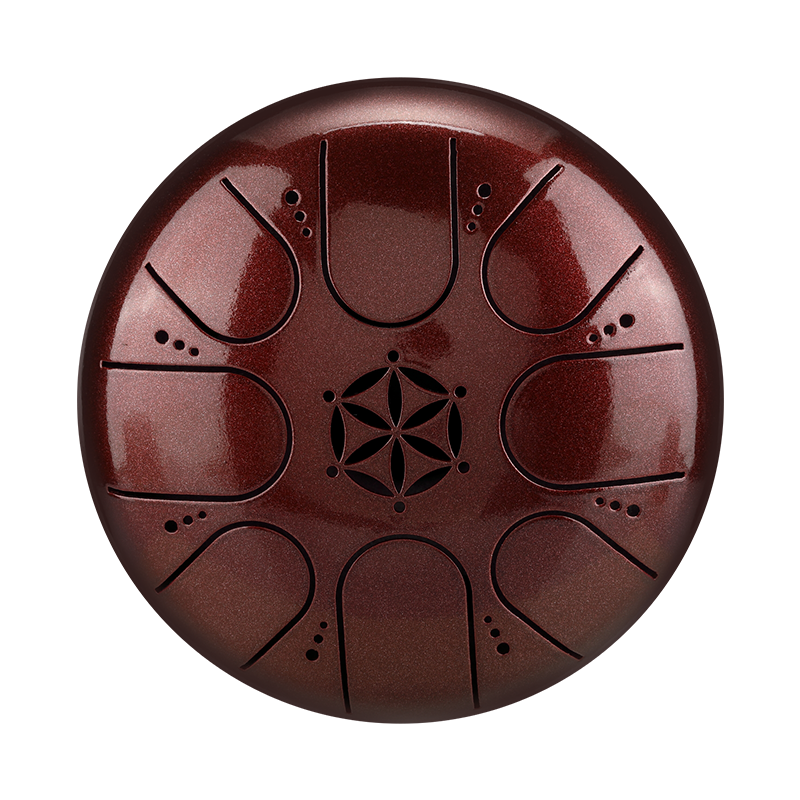 HLURU 304 Stainless Steel Tongue Drum 5 Inch 8 Notes (Flower of Life)