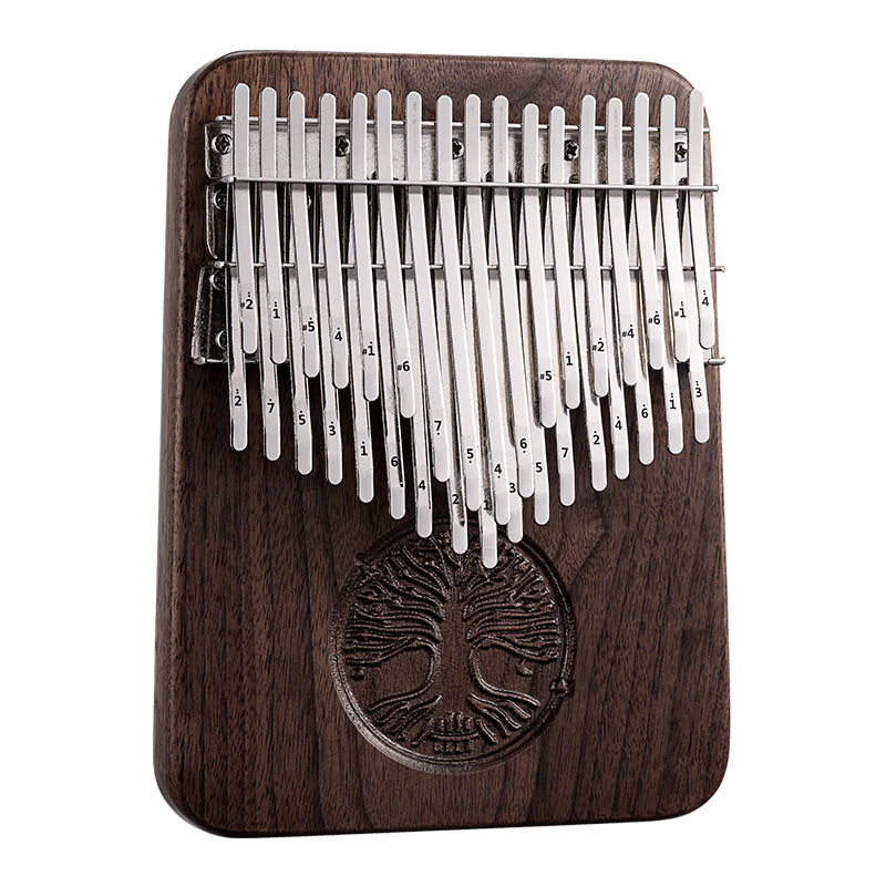 HLURU 34 Keys Black Walnut Chromatic Kalimba B/C Major Thumb Piano - Class A Tree of Life