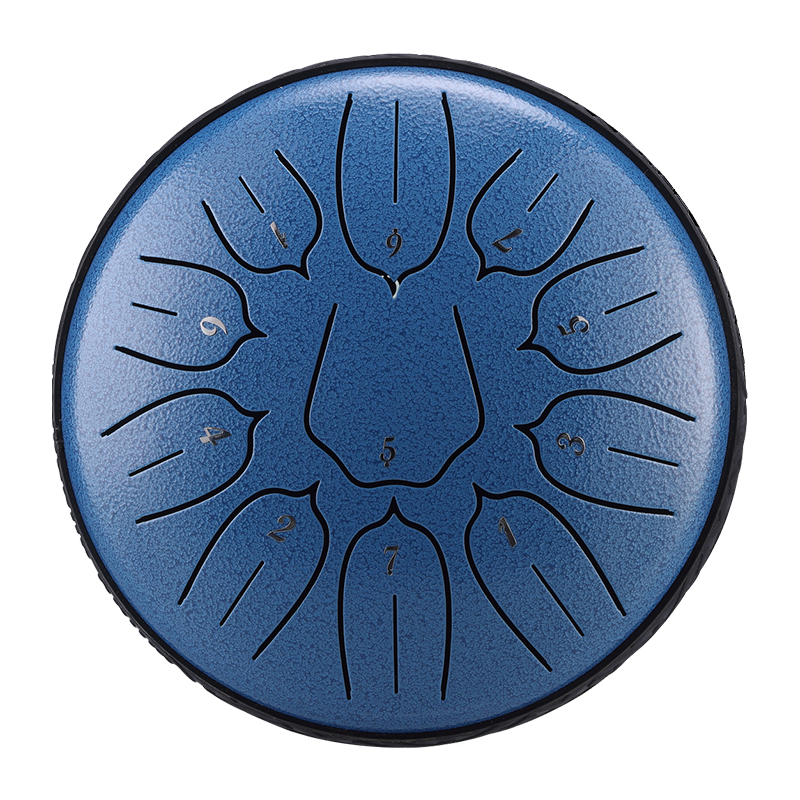 HUASHU Carbon Steel Tongue Drum 6 Inch 11 Notes D5 Major - Vertical Stripe Lotus Tongue Drum