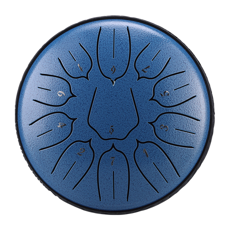 HUASHU Carbon Steel Tongue Drum 12 Inch 11 Notes C Major - Vertical Stripe Lotus Tongue Drum