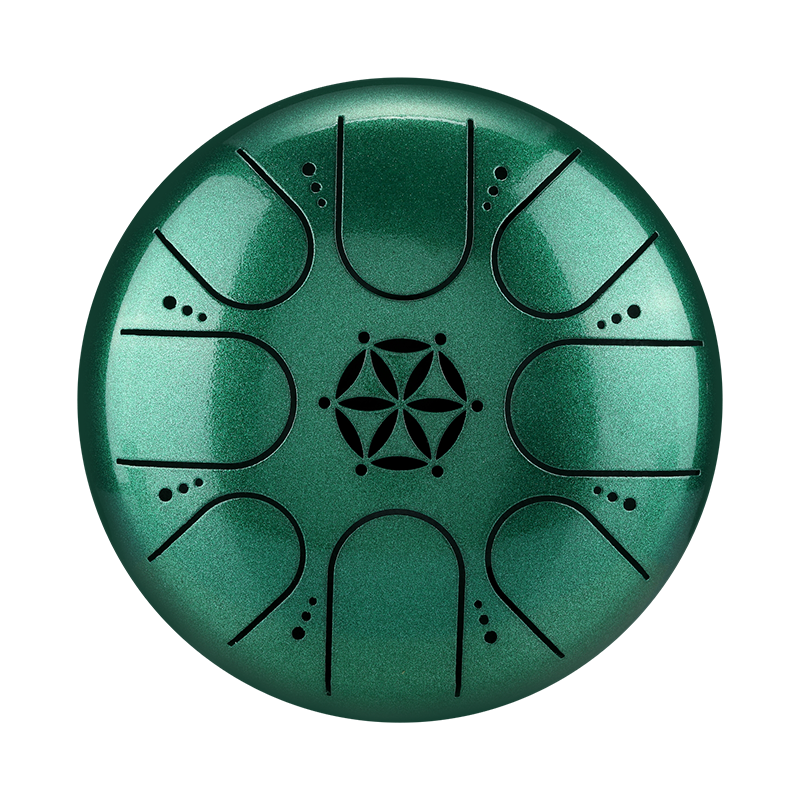 HLURU 304 Stainless Steel Tongue Drum 5 Inch 8 Notes (Flower of Life)