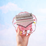 Huashu 17/21 Keys Acrylic C Major Kalimba for Music Therapy - Transparent Pink Sakura