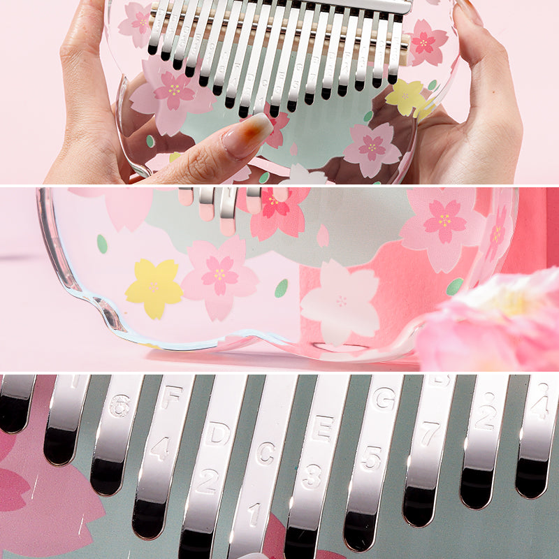 Huashu 17/21 Tasten Acryl C-Dur Kalimba – Transparente grüne Sakura