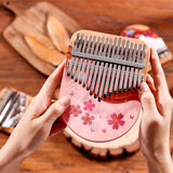 Hluru 17/21 Tasten Buche & Epoxidharz C-Dur Kalimba – Pink Sakura