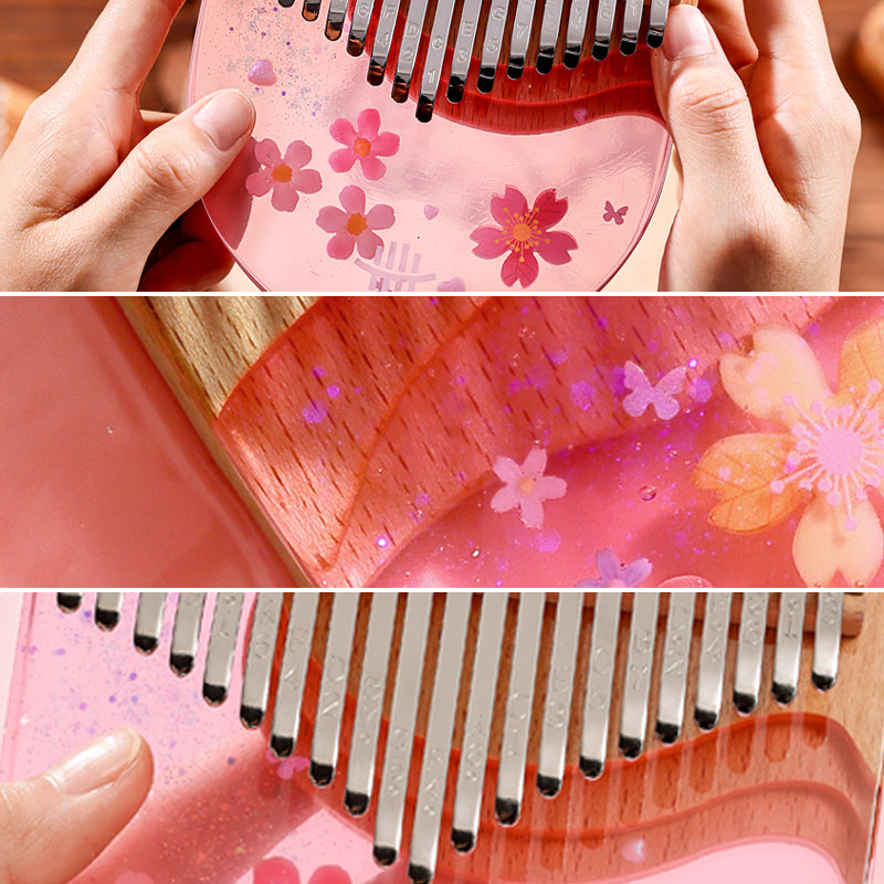 Hluru 17/21 Tasten Buche & Epoxidharz C-Dur Kalimba – Pink Sakura