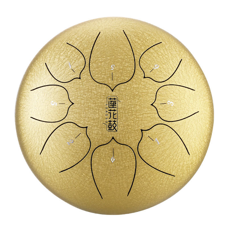 HUASHU Carbon Steel Tongue Drum 12 Inch 8 Notes C5 Major -Upgrade Lotus tongue Drum