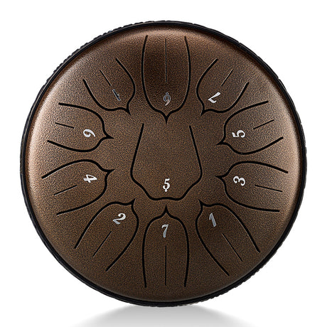 HUASHU Carbon Steel Tongue Drum 6 Inch 11 Notes D5 Major - Vertical Stripe Lotus Tongue Drum