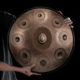 HLURU Edelstahl-Bronze-Handpan-Trommel 22 Zoll 9 Noten D Kurd Handpan – Level C Gummikante