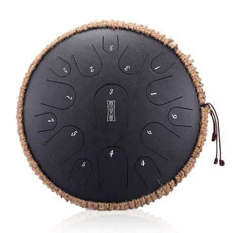 HLURU Microalloyed Steel Tongue Drum 14 Inch 15 Notes with Regular Finish for Meditation