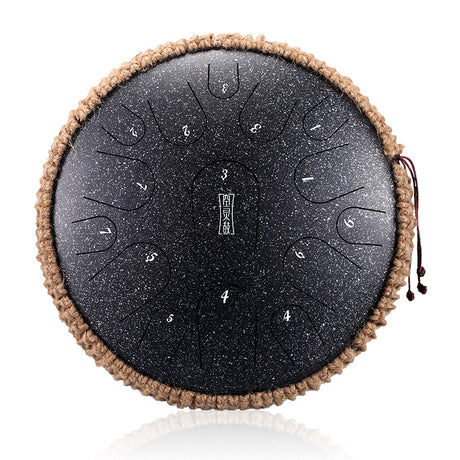 HLURU Microalloyed Steel Tongue Drum 14 Inch 15 Notes with Regular Finish for Meditation