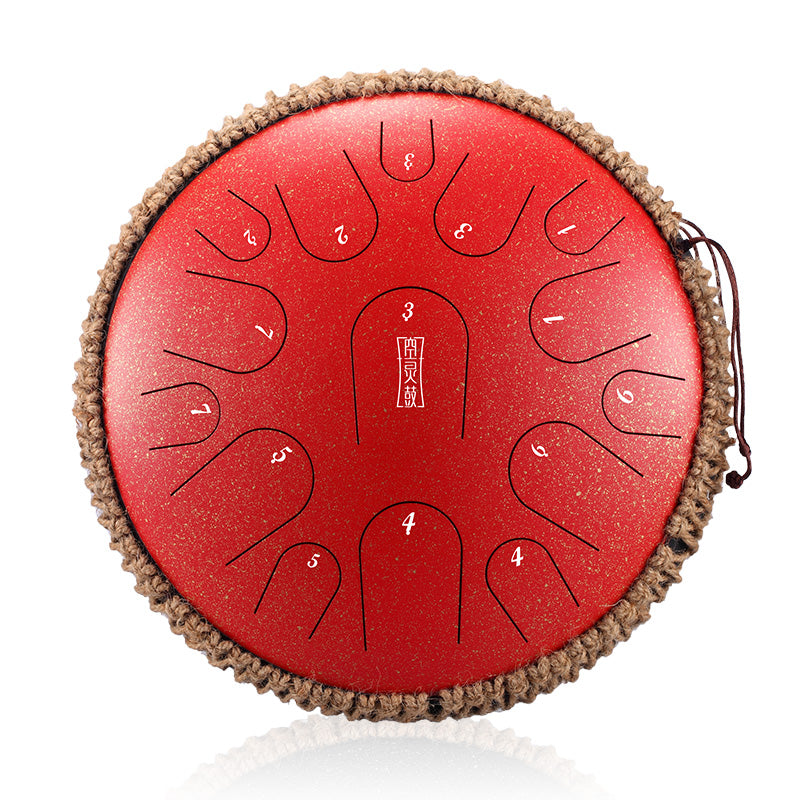 HLURU Microalloyed Steel Tongue Drum 14 Inch 15 Notes with Regular Finish