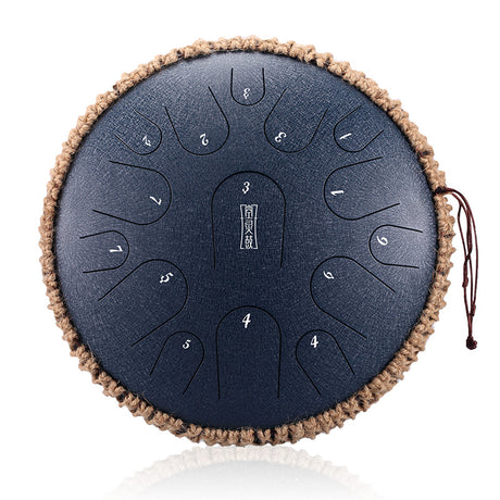 HLURU Microalloyed Steel Tongue Drum 14 Inch 15 Notes with Regular Finish for Meditation