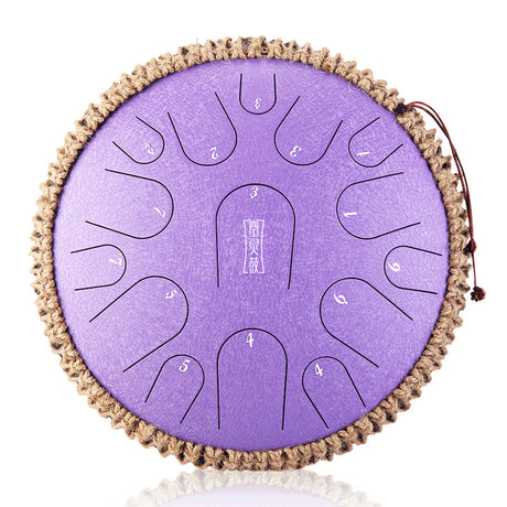 HLURU Microalloyed Steel Tongue Drum 14 Inch 15 Notes with Regular Finish for Meditation