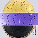 HUASHU Carbon Steel Tongue Drum 10 Inch 11 Notes F Major for Prenatal Education - THD Lotus Tongue Drum