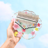 Huashu 17/21 Keys Acrylic C Major Kalimba for Meditation - Transparent Green Sakura