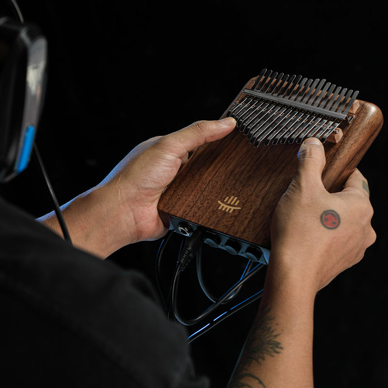 Hluru 17/21 keys C Major Black Walnut Multifunctional  EQ Kalimba, Integrates Sound Pickup, Amplification, Internal Recording, and Effects