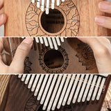 Piano de pulgar HUASHU Kalimba de 17 teclas/21 teclas en do mayor, núcleo de caoba, serie Hollow Lotus