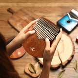 Hluru 17 Keys Sapele C Major Kalimba for Meditation - Fan-Shaped